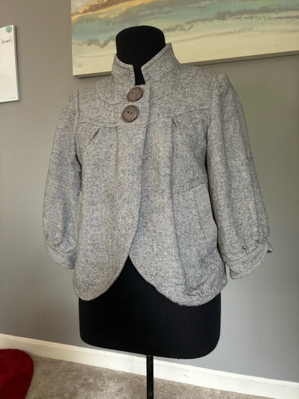 Halogen Gray Chanel style wool Jacket